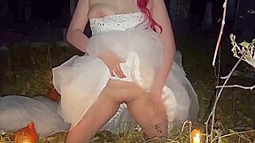 Bride With Pink Hair Masturbates In The Cemetery10