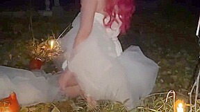 Bride With Pink Hair Masturbates In The Cemetery11