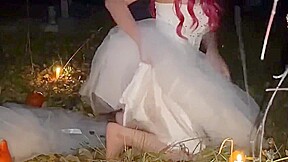 Bride With Pink Hair Masturbates In The Cemetery7