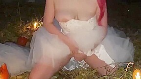 Bride With Pink Hair Masturbates In The Cemetery8