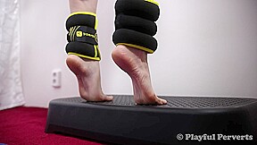 Gymnastics leotard with ankle weights working...
