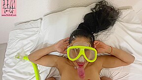 Latina A Snorkel For A Cock Wearing Mask And Fins It Ends In A Facial Cumshot Order A Custom Video Now...