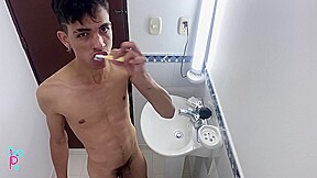 Colombian cock shaves bathroom...