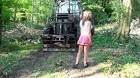 Junior blonde does blowjob forest...