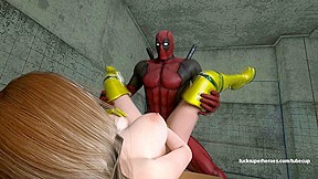 Deadpool and rogue getting naughty bedroom...
