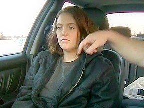Girl asms while made to get naked in car in public