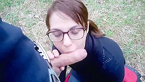 Forest blowjob with cum swallow...