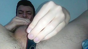 Guy fingers anus and masturbates...