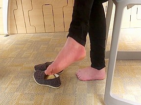 Candid student college feet in library...
