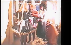 Man is forced to wear a maid dress and service his mistress