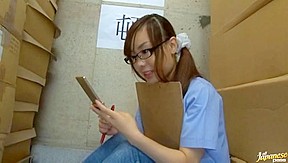 Japanese teen in glasses guy public...