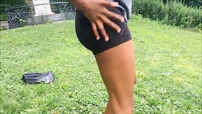 Amazing in spandex shorts candid...