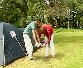 Twinks threesome a tent...