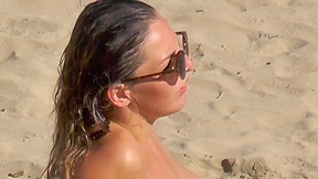 Junior Model Topless Beach Shower Sunbathing Sunglasses...