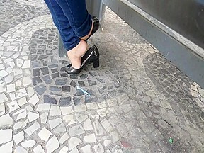 Public street foot fetish...