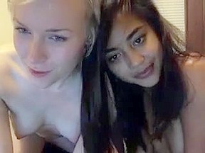Cute asian teen her white lady...