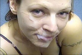 Tattooed whore facial...