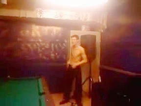 Gay immature plays naked pool...