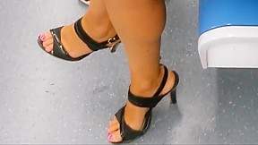 Candid sandals in metro...