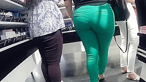 Tight green pants...