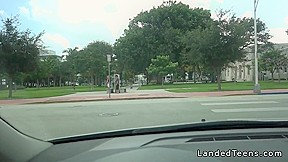 Teen banging car in public...