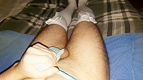 Hairy Arab Guy Cums In Teal Lace Panties...