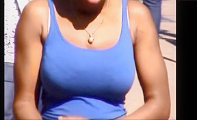 Candid boobs slim women blue tops...
