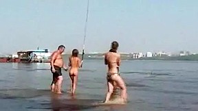 Fishing with nude russian teens...