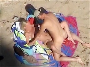 Nude beach blurred blond fuck...