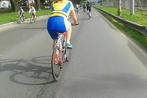 Women in bike shorts shiny...