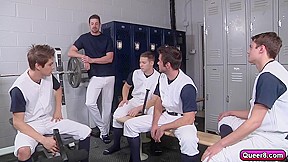 Five cock craving gays in locker...