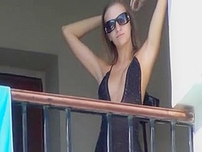 Has on balcony with cum load...