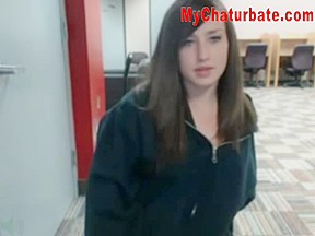 Webcam girl pussy in a library...