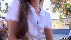 Schoolgirl at the campus and have...