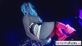 Samantha saint in samantha gets off...