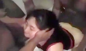 Asian wife destroyed by many black...