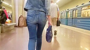 In tight jeans...
