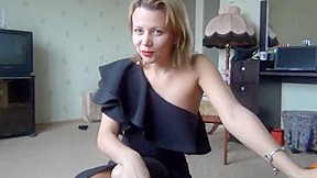 Hot lady in black dress showing...