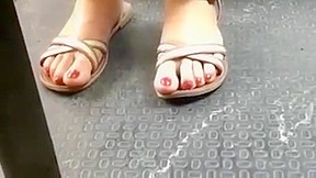 Junior latina big red toes on...