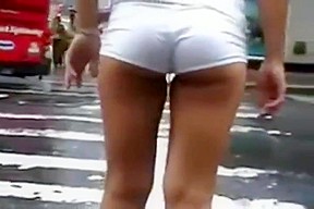 Hot girl white shorts, gets wet...
