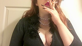 Chubby goth teen with tits smoking...