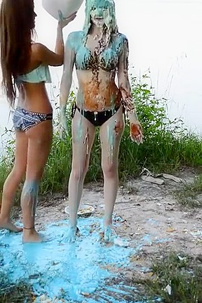 Girl pied and slimed...