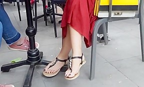 Candid sexy playful feets hot sandals...