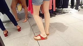 Candid girls sexy feets hot red...