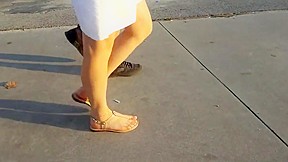 Girl Walking Fr Pedicured Toes...
