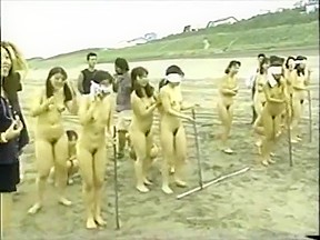 Japanese nude girls splitting a watermelon...