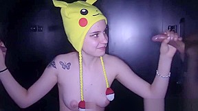 Cute teen wearing pikachu hat gets...