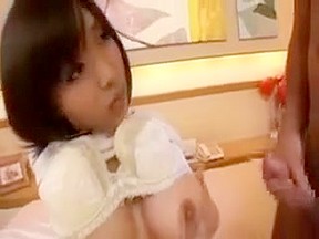 Busty japanese teen shows off boobs...