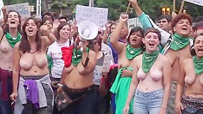 Topless argentinian protesters with big boobs...