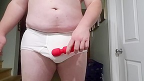 Cum in tighty whities with vibrator...